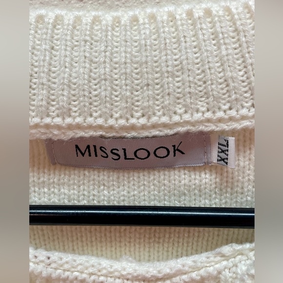 MISSLOOK Women’s Coastal Striped Pastel Balloon Sleeve Lightweight Sweater XXL - Picture 4 of 9